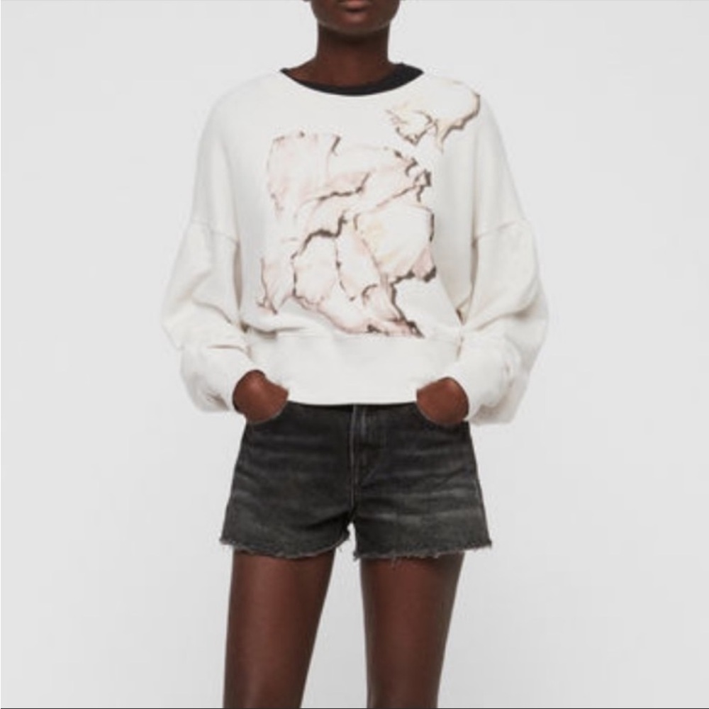 AllSaints Cropped Balloon Arms Sweatshirt - Picture 1 of 3